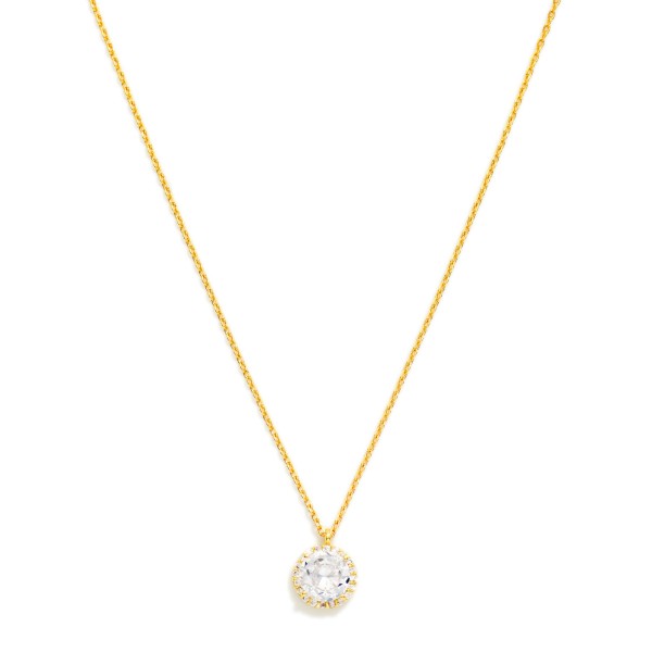Dainty Chain Link Necklace Featuring Cubic Zirconia Circle Pendant 

- Gold Dipped 
- Approximately 15.5" L
- Extender 2" L