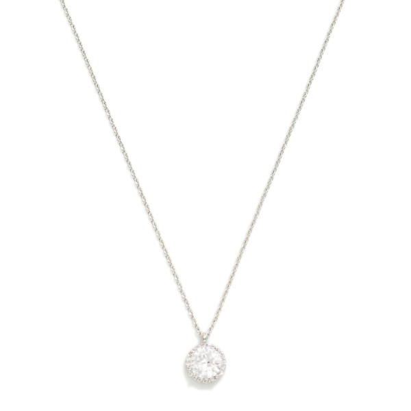 Dainty Chain Link Necklace Featuring Cubic Zirconia Circle Pendant 

- Gold Dipped 
- Approximately 15.5" L
- Extender 2" L