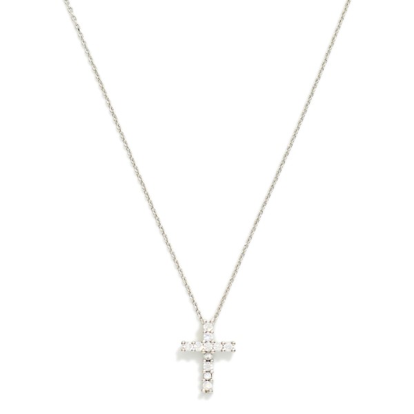 Dainty Chain Link Necklace Featuring Cubic Zirconia Cross Pendant 

- Gold Dipped 
- Approximately 15.5" L
- Extender 2" L