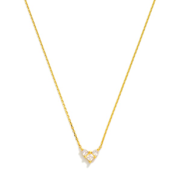 Dainty Chain Link Necklace Featuring Cubic Zirconia Heart Pendant 

- Gold Dipped 
- Approximately 15.5" L
- Extender 2" L