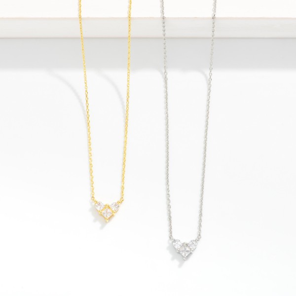 Dainty Chain Link Necklace Featuring Cubic Zirconia Heart Pendant 

- Gold Dipped 
- Approximately 15.5" L
- Extender 2" L