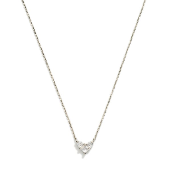 Dainty Chain Link Necklace Featuring Cubic Zirconia Heart Pendant 

- Gold Dipped 
- Approximately 15.5" L
- Extender 2" L