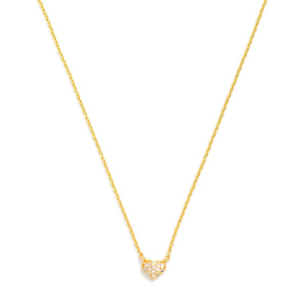 Dainty Chain Link Necklace Featuring Pave Cubic Zirconia Heart Pendant

- Gold Dipped
- Approximately 15.5" L
- Extender 2" L