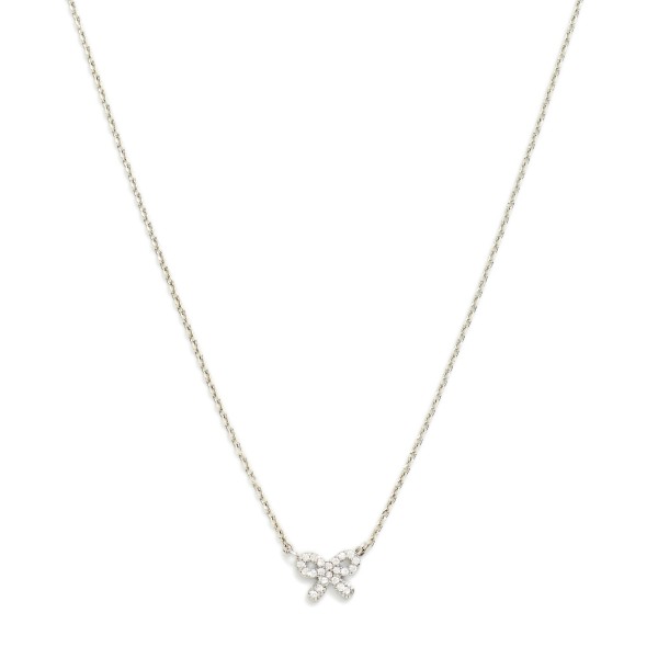 Dainty Chain Link Necklace Featuring Cubic Zirconia Bow Pendant

- Gold Dipped
- Approximately 15.5" L
- Extender 2" L