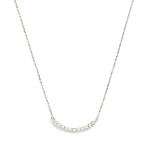 Dainty Chain Link Necklace Featuring Cubic Zirconia Curved Bar Pendant

- Gold Dipped
- Approximately 15.5" L
- Extender 2" L