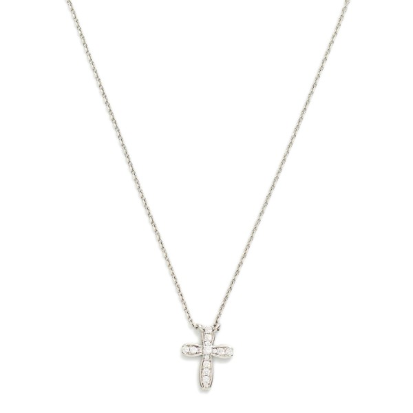 Dainty Chain Link Necklace Featuring Cubic Zirconia Cross Pendant 

- Gold Dipped
- Approximately 15.5" L
- Extender 2" L