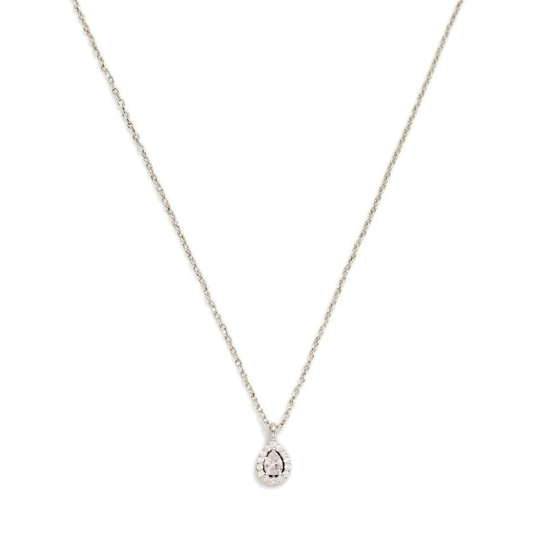 Dainty Chain Link Necklace Featuring Cubic Zirconia Teardrop Pendant

- Gold Dipped
- Approximately 15.5" L
- Extender 2" L