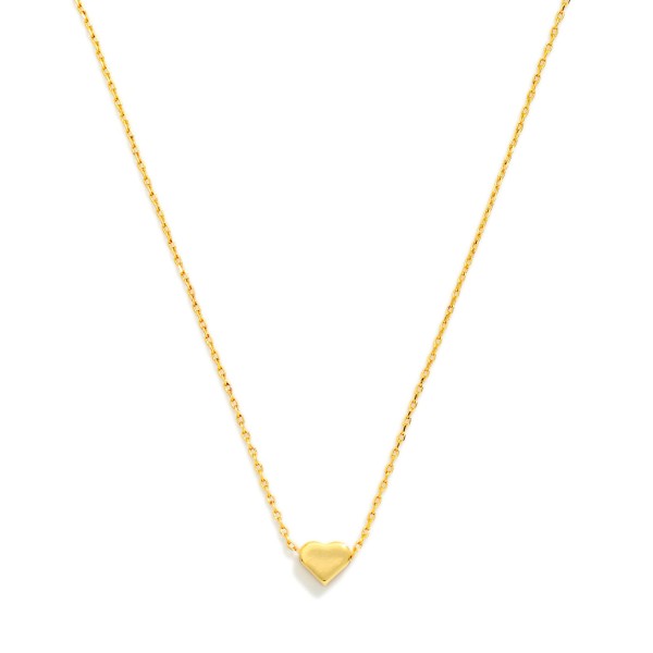Dainty Chain Link Necklace Featuring Metal Tone Heart Pendant 

- Gold Dipped 
- Approximately 15.5" L
- Extender 2" L