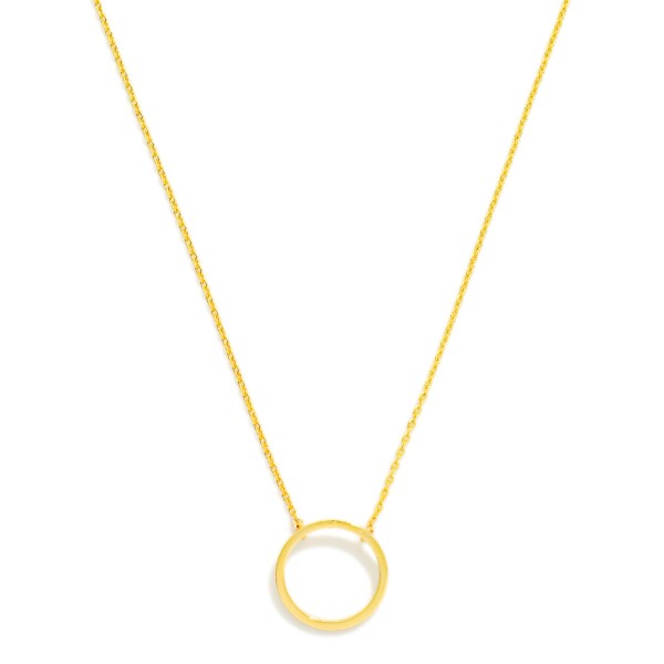 Dainty Chain Link Necklace Featuring Metal Tone Hoop Pendant 

- Gold Dipped
- Approximately 15.5" L
- Extender 2" L