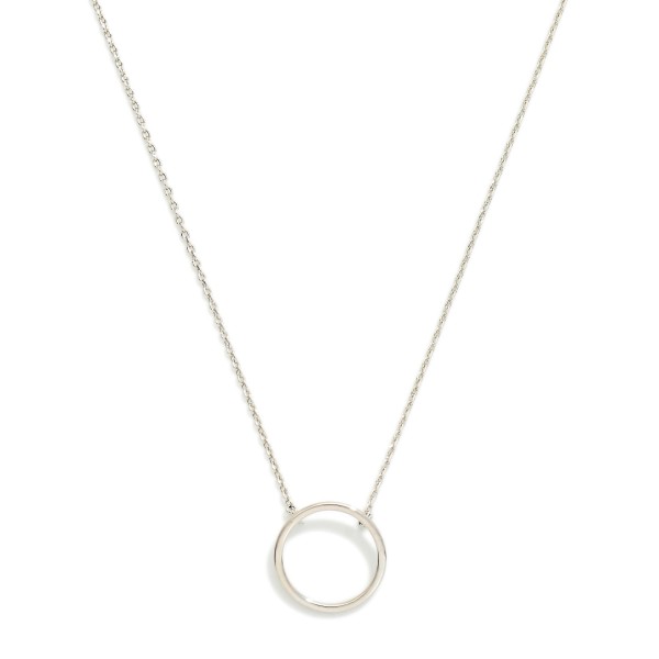 Dainty Chain Link Necklace Featuring Metal Tone Hoop Pendant 

- Gold Dipped
- Approximately 15.5" L
- Extender 2" L