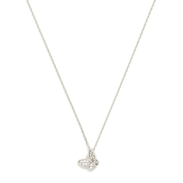 Dainty Chain Link Necklace Featuring Cubic Zirconia Butterfly Pendant 

- Gold Dipped 
- Approximately 15.5" L
- Extender 2" L 