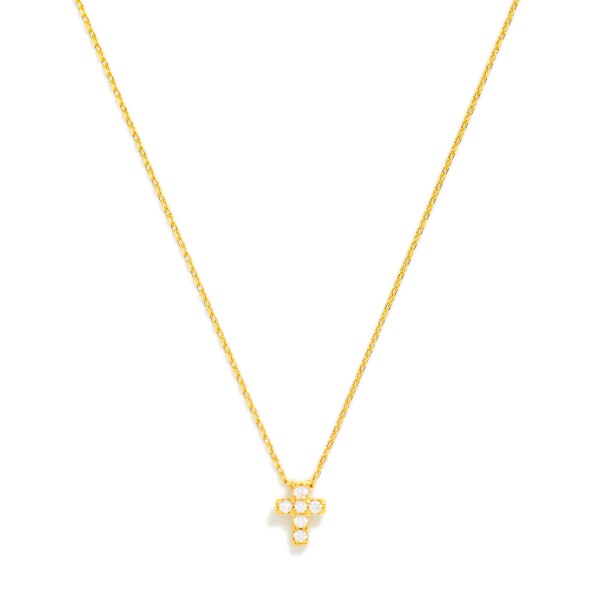 Dainty Chain Link Necklace Featuring Cubic Zirconia Cross Pendant

- Gold Dipped
- Approximately 15.5" L
- Extender 2" L