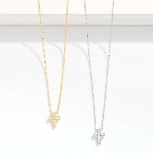 Dainty Chain Link Necklace Featuring Cubic Zirconia Cross Pendant

- Gold Dipped
- Approximately 15.5" L
- Extender 2" L