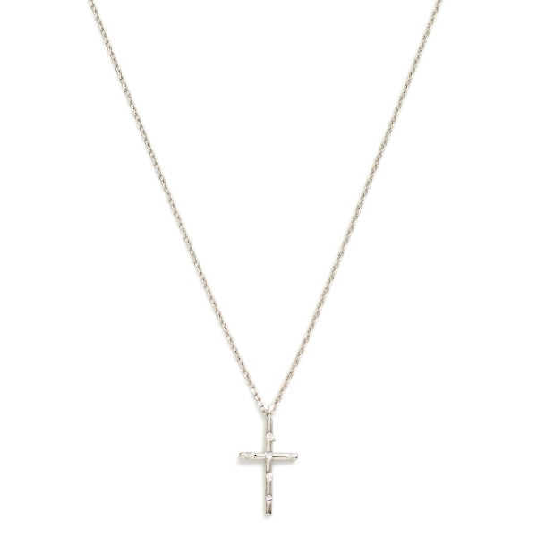 Dainty Chain Link Necklace Featuring Metal Tone & Cubic Zirconia Cross Pendant

- Gold Dipped
- Approximately 15.5" L
- Extender 2" L