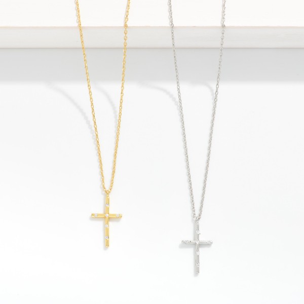 Dainty Chain Link Necklace Featuring Metal Tone & Cubic Zirconia Cross Pendant

- Gold Dipped
- Approximately 15.5" L
- Extender 2" L