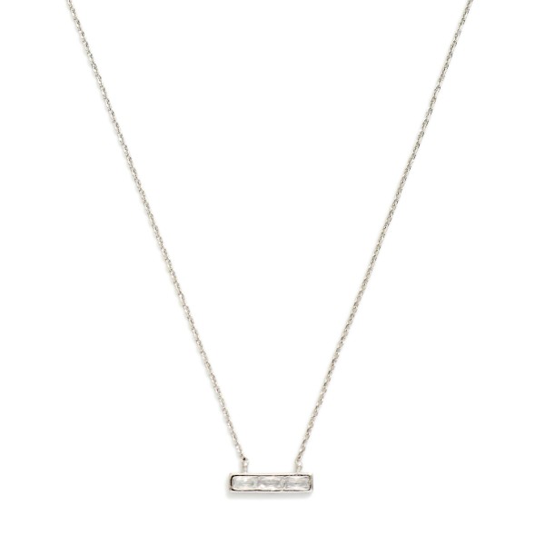 Dainty Chain Link Necklace Featuring Cubic Zirconia Bar Pendant

- Gold Dipped
- Approximately 15.5" L
- Extender 2" L