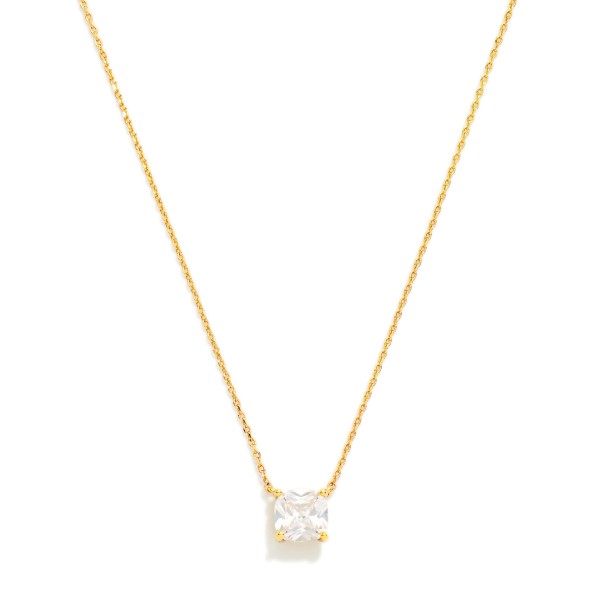 Dainty Chain Link Necklace Featuring Cubic Zirconia Pendant 

- Gold Dipped 
- Approximately 15.5" L
- Extender 2" L