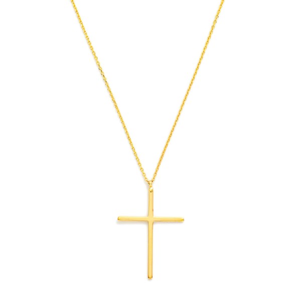 Dainty Chain Link Necklace Featuring Metal Tone Cross Pendant 

- Gold Dipped 
- Approximately 15.5" L
- Extender 2" L
