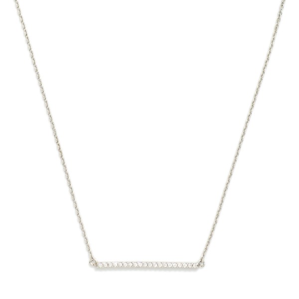 Dainty Chain Link Necklace Featuring Cubic Zirconia Bar Pendant 

- Gold Dipped 
- Approximately 15.5" L
- Extender 2" L