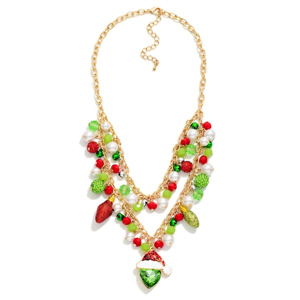 Chain Link Charm Necklace Featuring Pearls & Christmas Light Charms 

- Approximately 18" L
- Extender 3" L 