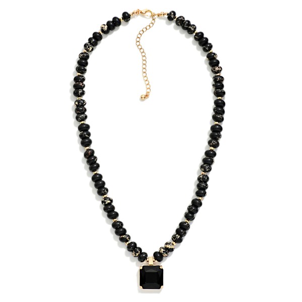 Beaded Crystal Pendant Necklace strung with faceted rondelle beads in a blended mix and finished with a square cut crystal drop at the center. The sparkly beads and jewel pendant add instant polish to tees, sweaters and dresses, with an extender for easy sizing. A pretty pick for holiday parties, birthdays and everyday shine. Merchandise several colorways together for a bold, giftable display.