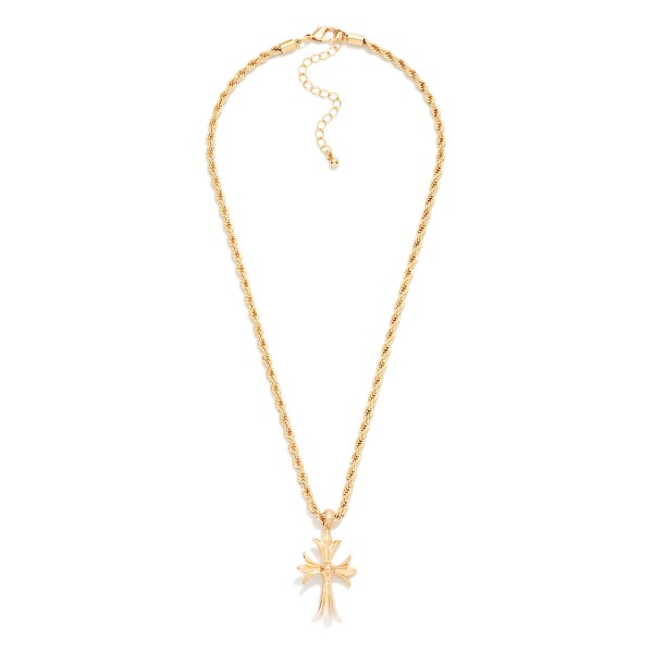 Rope Chain Cross Necklace with a dainty sparkling cross pendant on a classic twisted rope chain. The petite cross looks delicate on its own and layers easily with longer chains, with an extender for adjustable length. A thoughtful gift for Christmas, Easter, baptisms, first communions and confirmations. An everyday faith piece at an easy price that boutiques reorder all year.