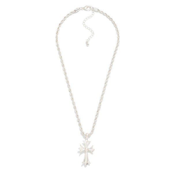 Rope Chain Cross Necklace with a dainty sparkling cross pendant on a classic twisted rope chain. The petite cross looks delicate on its own and layers easily with longer chains, with an extender for adjustable length. A thoughtful gift for Christmas, Easter, baptisms, first communions and confirmations. An everyday faith piece at an easy price that boutiques reorder all year.