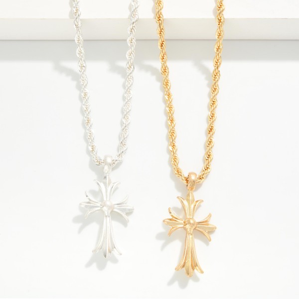 Rope Chain Cross Necklace with a dainty sparkling cross pendant on a classic twisted rope chain. The petite cross looks delicate on its own and layers easily with longer chains, with an extender for adjustable length. A thoughtful gift for Christmas, Easter, baptisms, first communions and confirmations. An everyday faith piece at an easy price that boutiques reorder all year.