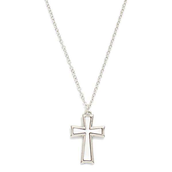 Open Cross Pendant Necklace featuring a clean cutout cross silhouette on a delicate chain. The open design keeps the look light and modern while still carrying meaningful faith symbolism. Finished with a lobster clasp and extender for an adjustable fit. Perfect for everyday wear, baptism and confirmation gifts, and Easter or Christmas displays, cross necklaces are dependable sellers all year.