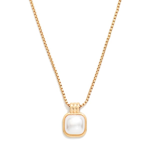 Square Stone Pendant Necklace with a single cushion cut cabochon stone set in a framed bezel on a fine box chain. Simple, polished, and easy to layer, it adds interest without overpowering an outfit. Finished with a lobster clasp and extender. Offered in several stone options, it makes a thoughtful gift and coordinates with the matching square stone earrings and bracelets in the same collection.