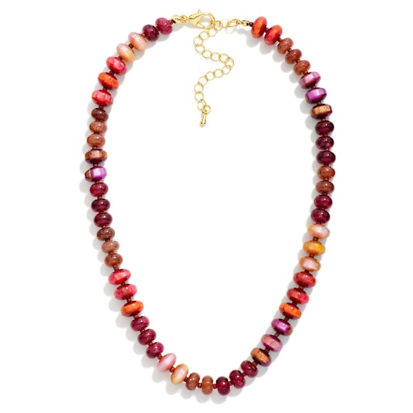 Faceted Crystal Rondelle Necklace strung with glass beads in a mixed, iridescent finish that shifts and shimmers with movement. Small metal spacers add polish, while the lobster clasp and extender chain make sizing easy. A refined everyday statement that dresses up sweaters, tees, and party dresses alike. Sparkly, wearable crystal strands are a holiday gifting favorite and sell steadily from fall through New Year's.