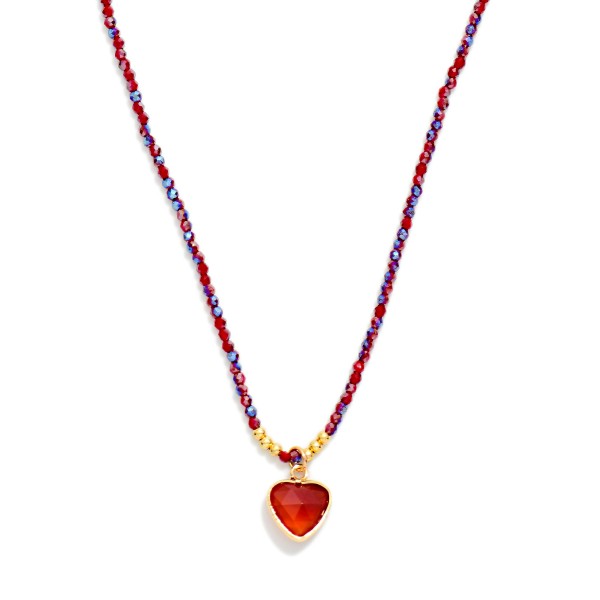 Seed Bead Heart Pendant Necklace with a twisted strand of tiny glass seed beads finished by a faceted heart pendant in a polished bezel. The slim, textured strand adds dimension while staying light enough for everyday wear. Lovely layered with dainty chains or worn alone with tees, knits, and casual dresses. A sweet, giftable style that works for Valentine gifts, birthdays, and everyday treats, so it sells all year.