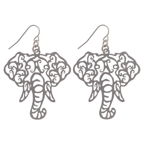 Wholesale silver fishhook earrings cutout elephant head