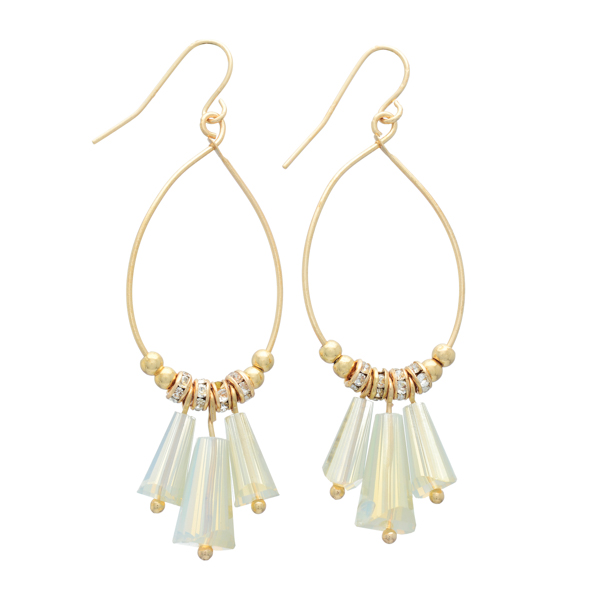 Wholesale gold wire teardrop earrings clear hanging beads