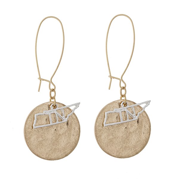 Wholesale two fishhook earrings displaying disk layered cutout state Tennessee