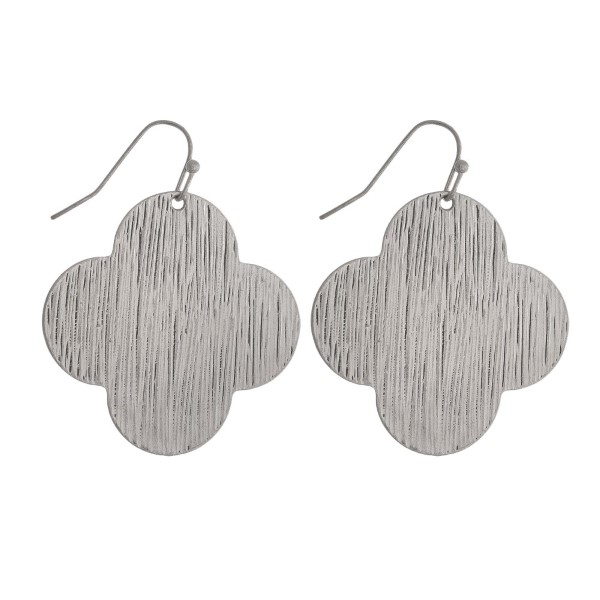 Wholesale silver fishhook earrings clover brushed