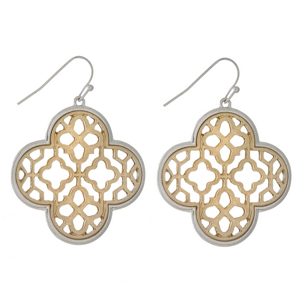 Wholesale silver fishhook earrings two clover
