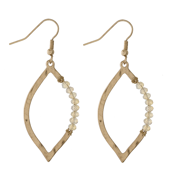 Wholesale gold fishhook earrings oval clear beads