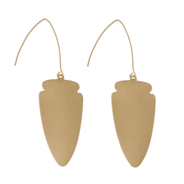 Wholesale metal long hook earrings arrow pendant satin finish