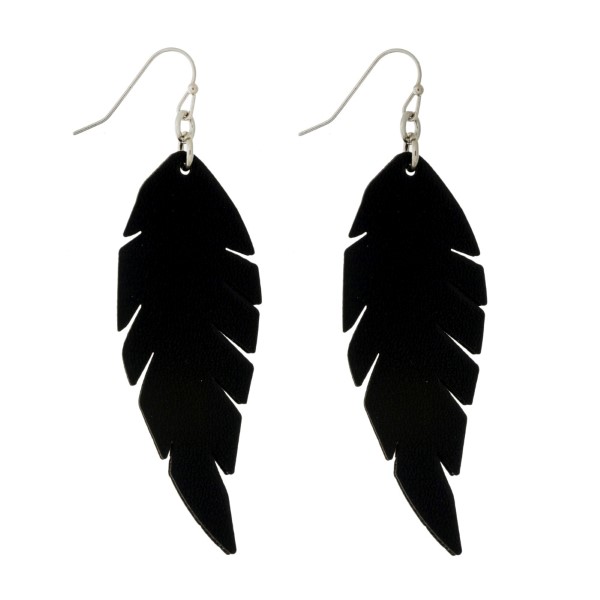 Wholesale silver fishhook earrings faux leather feather