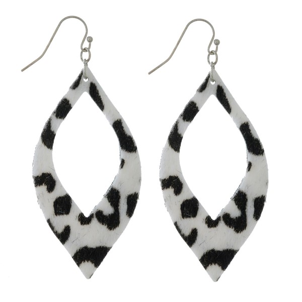 Wholesale faux leather earrings cutout oval animal print