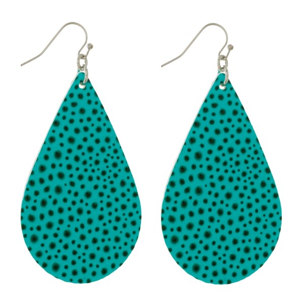 Wholesale silver fishhook earrings faux leather teardrop