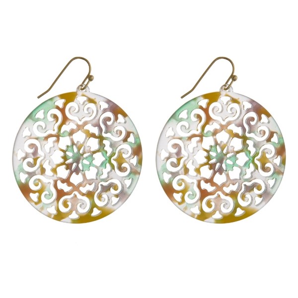 Wholesale gold fishhook filigree acetate earring diameter