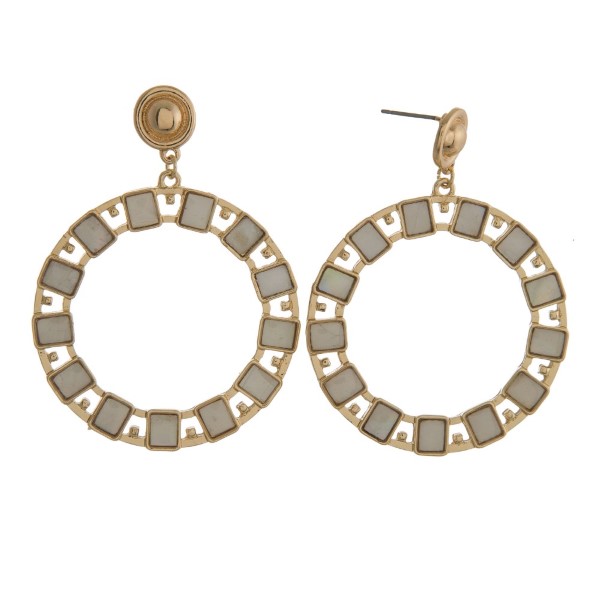 Wholesale metal post earring natural stone accent