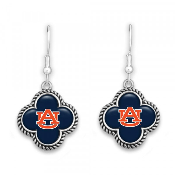 Wholesale officially licensed silver fishhook earring clover university logo
