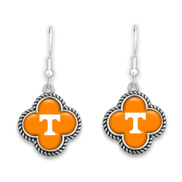 Wholesale officially licensed silver fishhook earring clover university logo