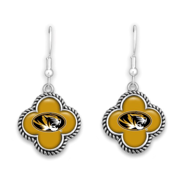 Wholesale officially licensed silver fishhook earring clover university logo