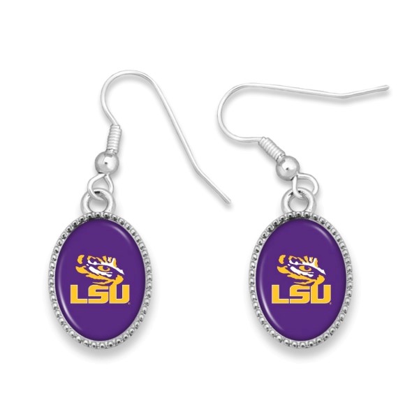 Wholesale officially licensed silver fishhook earring collegiate logo