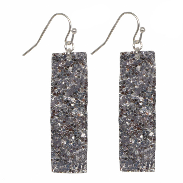 Wholesale fishhook earring glitter rectangle