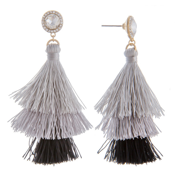 Wholesale long tassel earring multiple colors rhinestone post